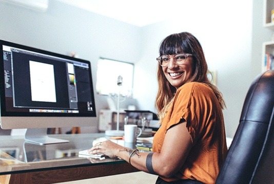 person smiling at work